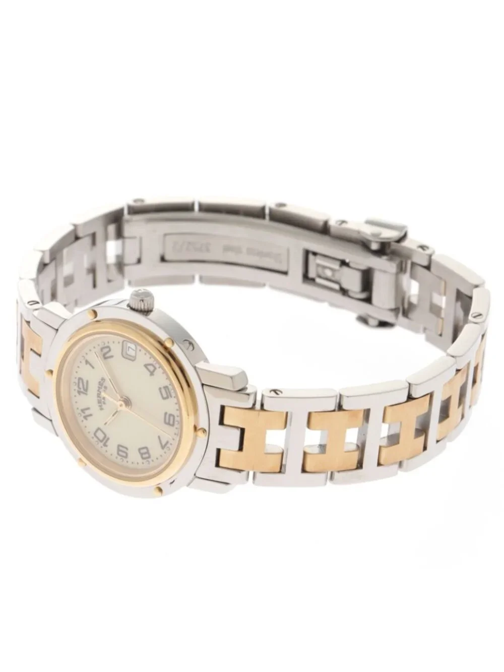 Hermes Clipper SS Watch Beige Dial